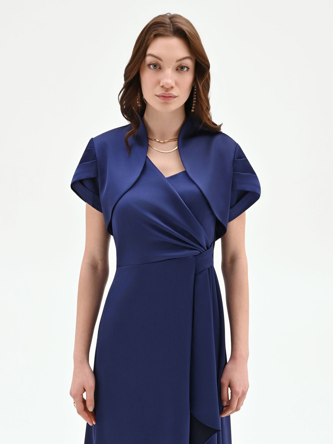 Coprispalla atelier bolero blu indaco con collo sciallato
