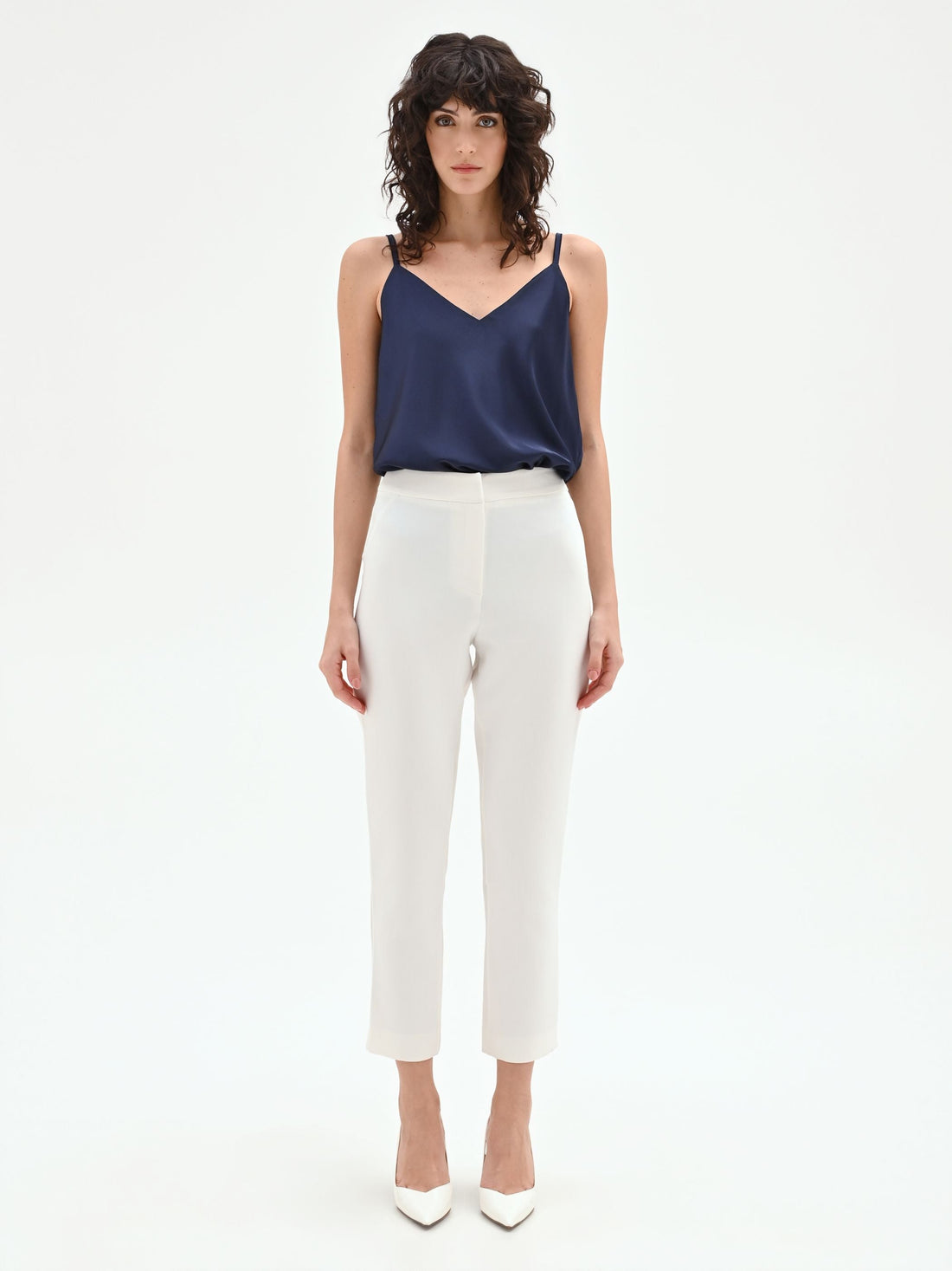 Pantalone dritto panna bianco