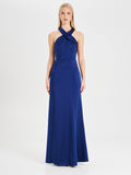 Abito Rinascimento atelier Blu con Scollo all'Americana