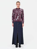 Maglia in viscosa bordeaux con paillettes