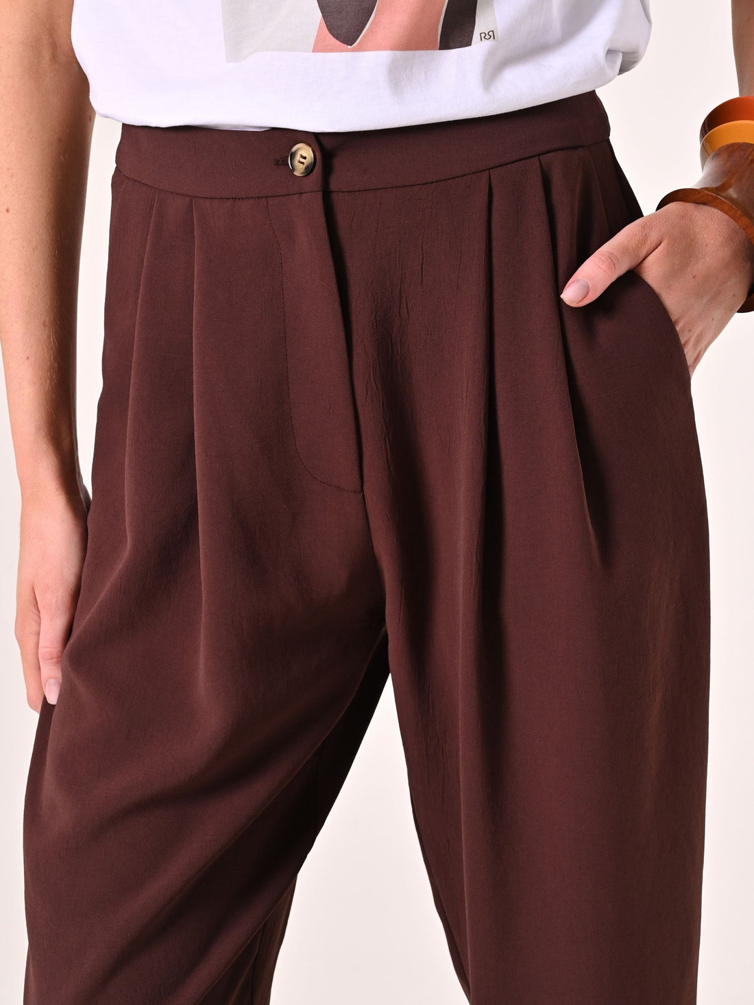 Pantaloni effetto Goffrato Marrone Cioccolato