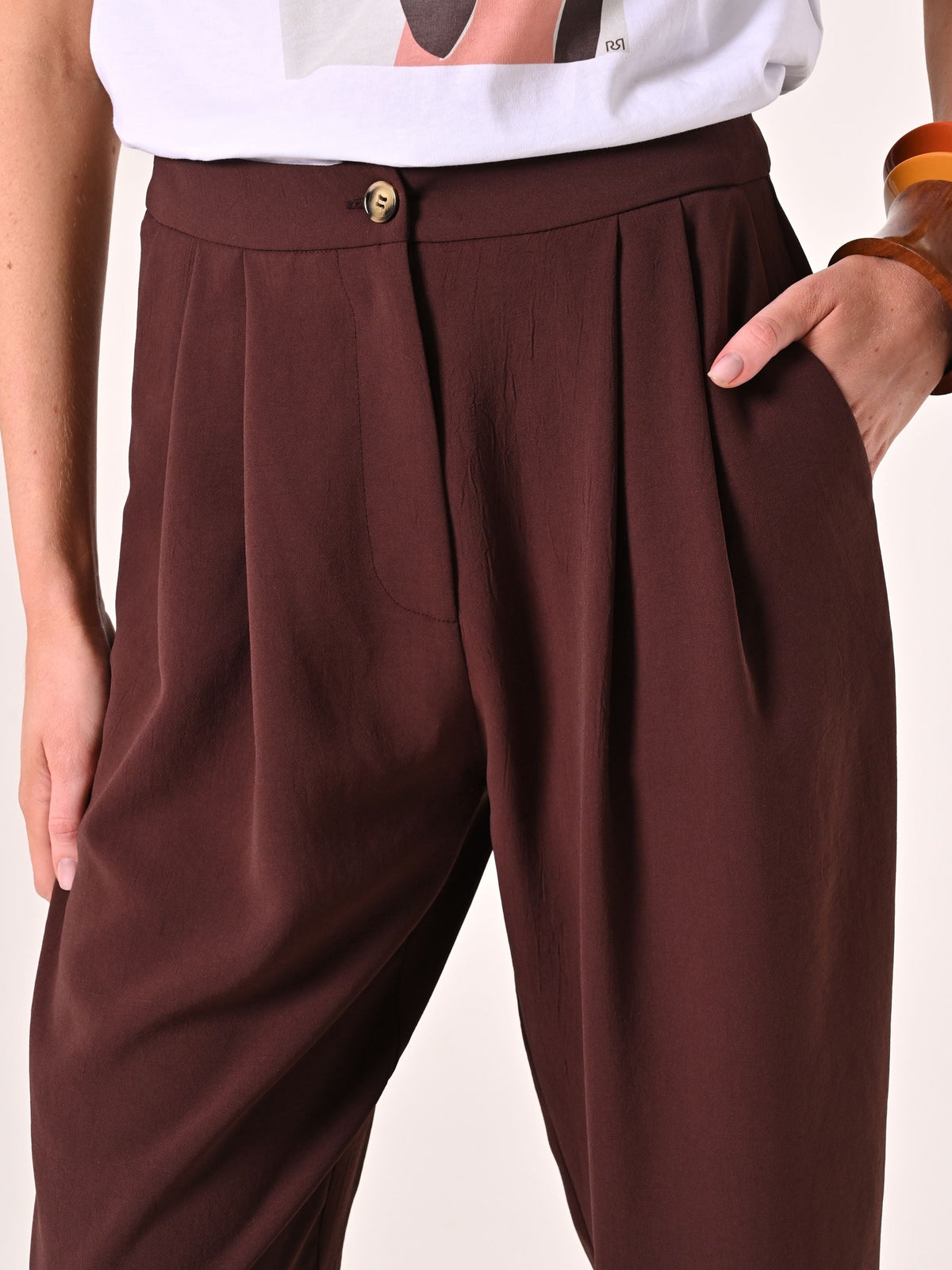 Pantaloni effetto Goffrato Marrone Cioccolato
