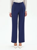 Pantalone Studio con pinces e vita alta in cadi blu indaco