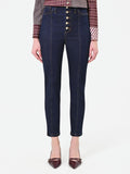 Jeans blu navy a vita alta con bottoni