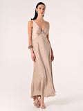 Abito Lungo in Envers Satin Beige Scuro