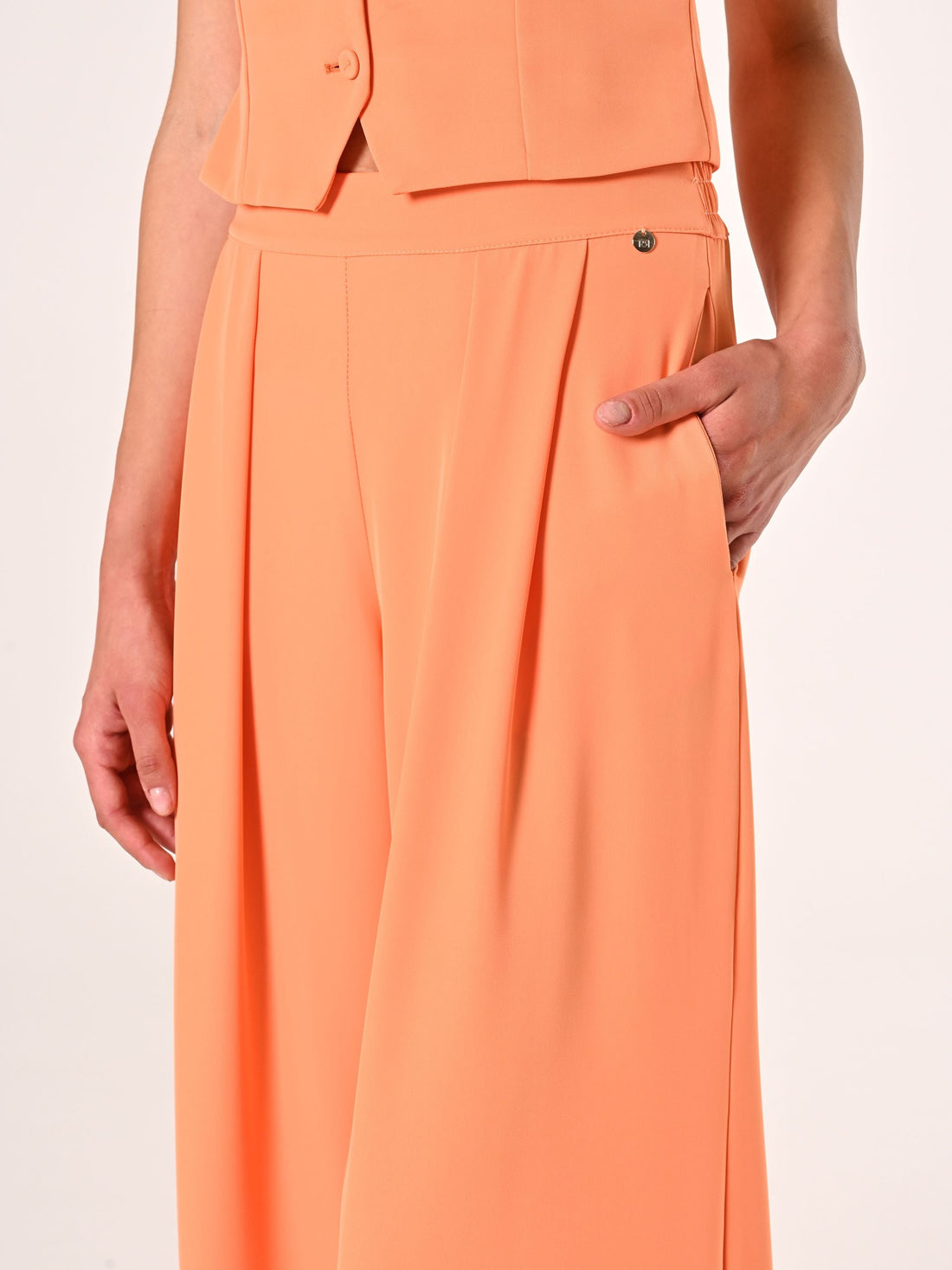 Pantaloni Arancioni in Tessuto Fluido