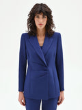 Giacca Studio blu indaco con drappeggio laterale