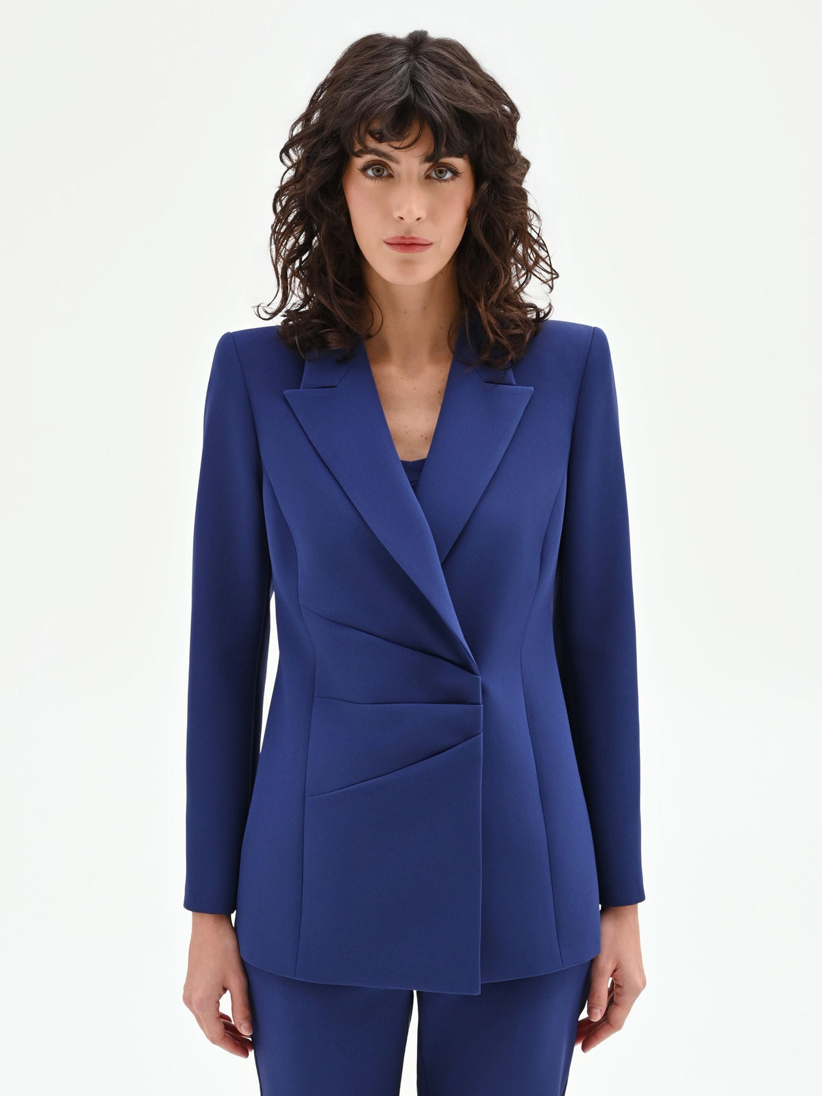 Giacca Studio blu indaco con drappeggio laterale