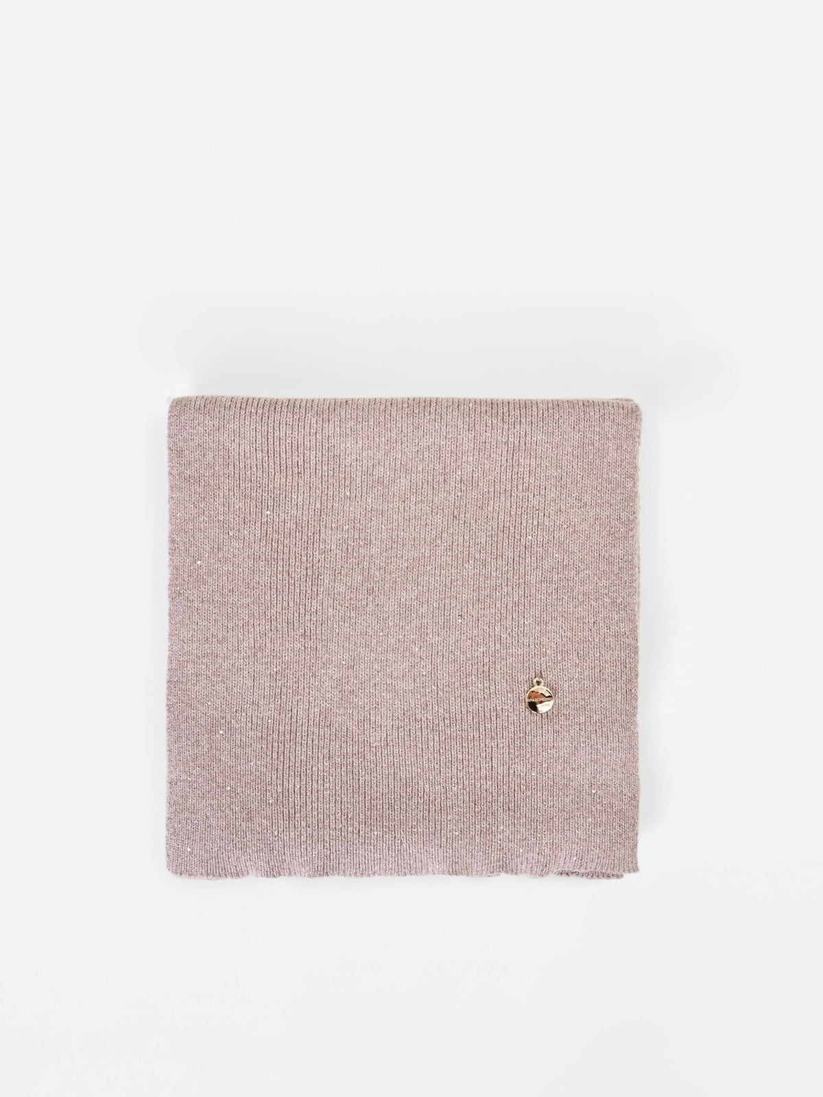 Sciarpa in maglia a costine tortora beige con punti luce
