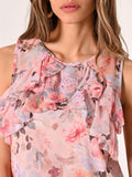 Top con Rouches stampa Floreale