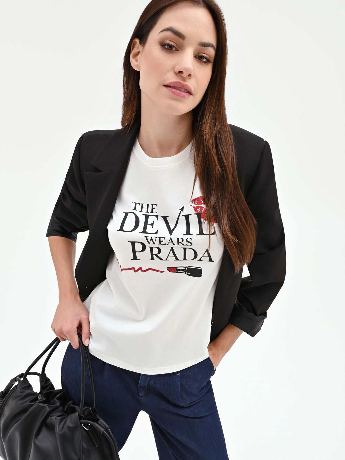 T-shirt in cotone 'The Devil Wears Prada' stampa rossetto