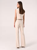 Pantaloni Flared in Tessuto Tecnico Beige Chiaro