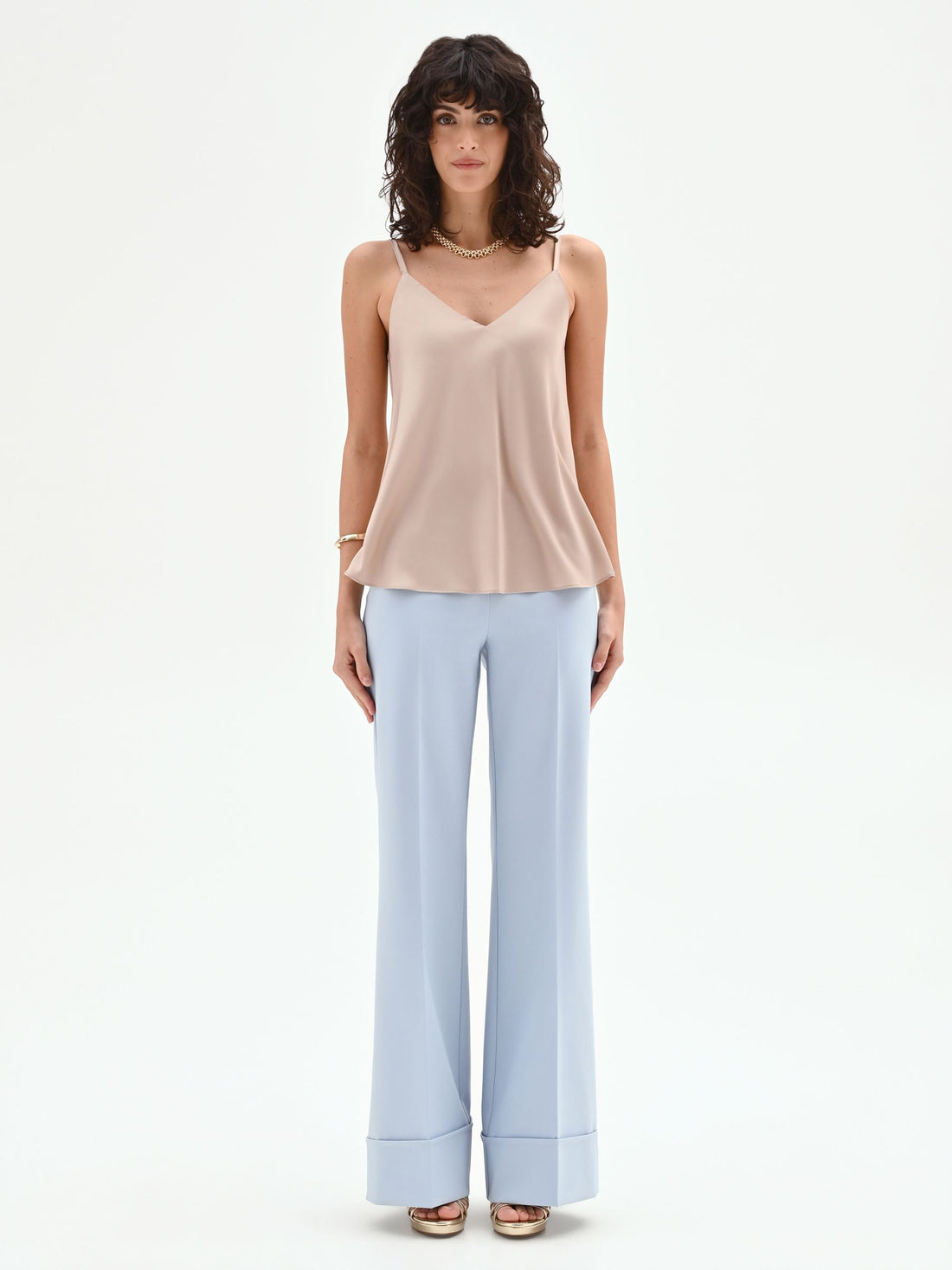 Top in raso color tortora beige
