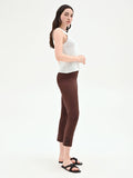 Pantalone a sigaretta cioccolato con spacchi decorati