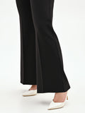 Pantalone Curvy nero a palazzo in scuba crèpe