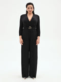Tuta nera Curvy palazzo in jersey fluido