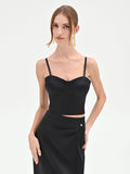 Top bustier nero con profili in pizzo