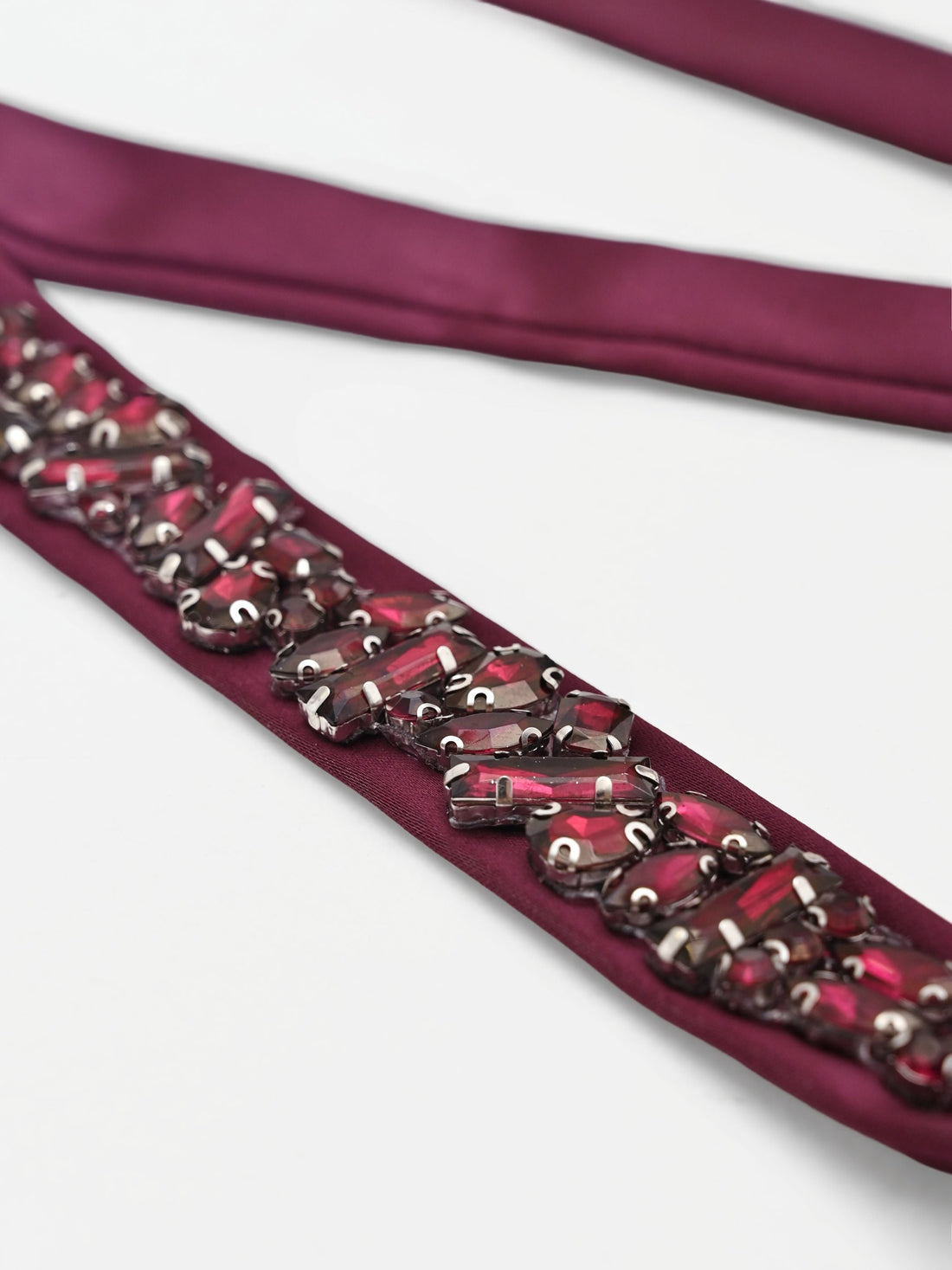 Cintura gioiello bordeaux con cristalli