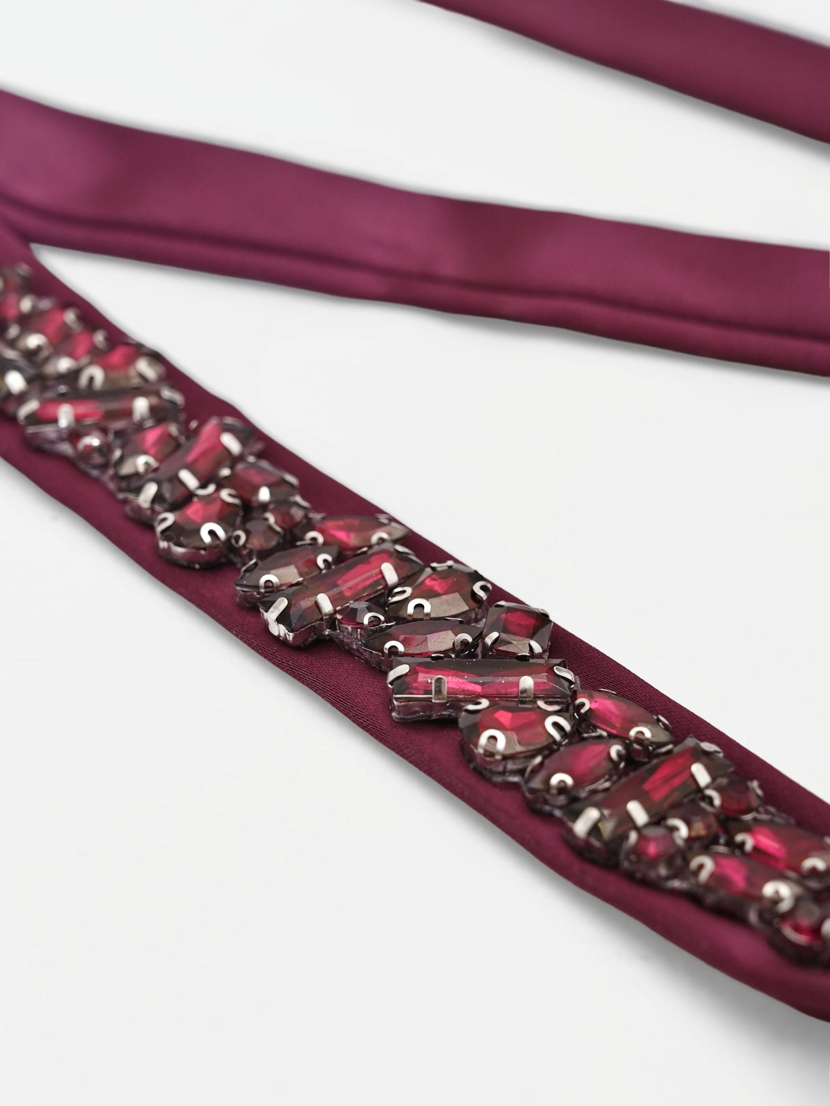 Cintura gioiello bordeaux con cristalli
