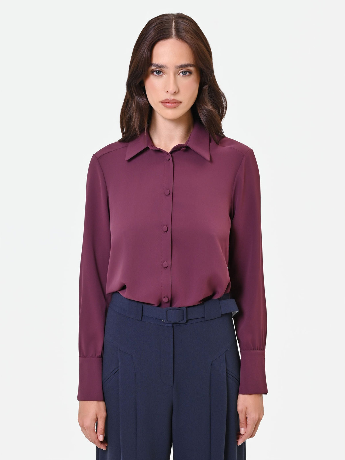 Camicia in raso bordeaux rosso