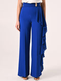 Pantaloni Ampi Blu Cina con decoro Gioiello