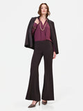 Pantalone a palazzo moro marrone in scuba mano crepe