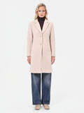Cappotto monopetto tortora beige in velour con revers a lancia