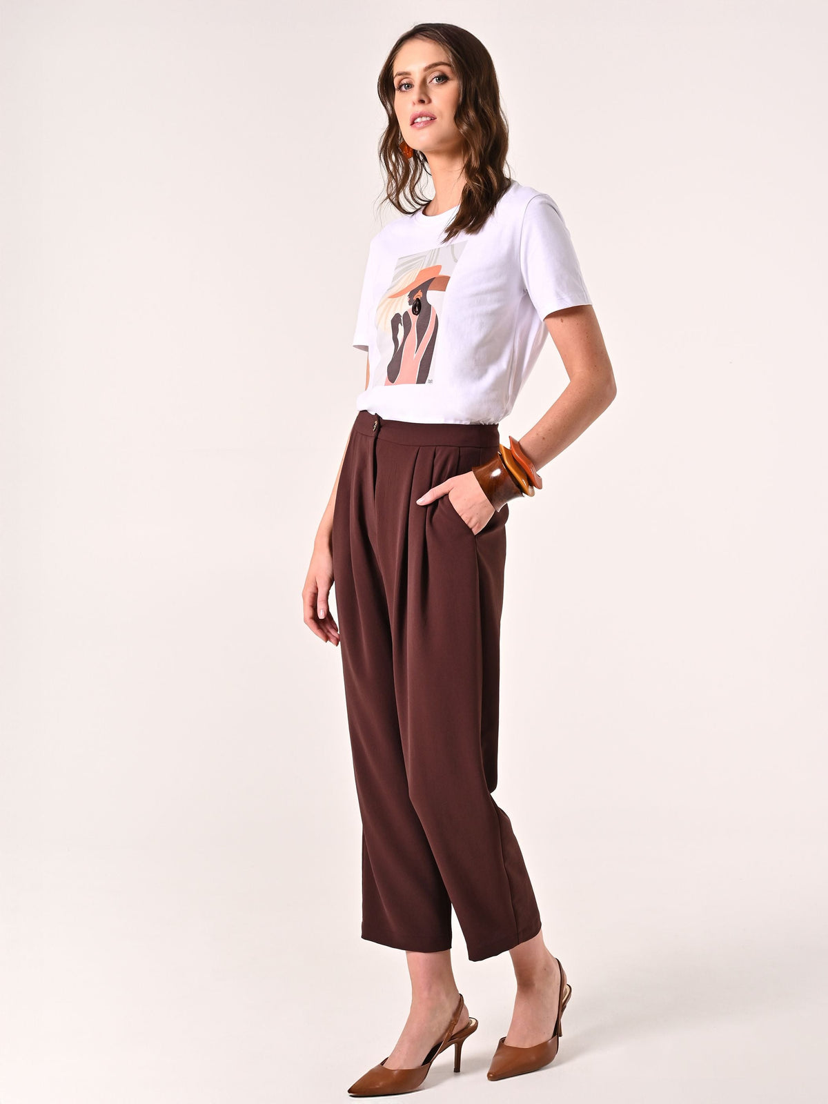 Pantaloni effetto Goffrato Marrone Cioccolato