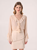 Blusa Boho con Voulant Beige