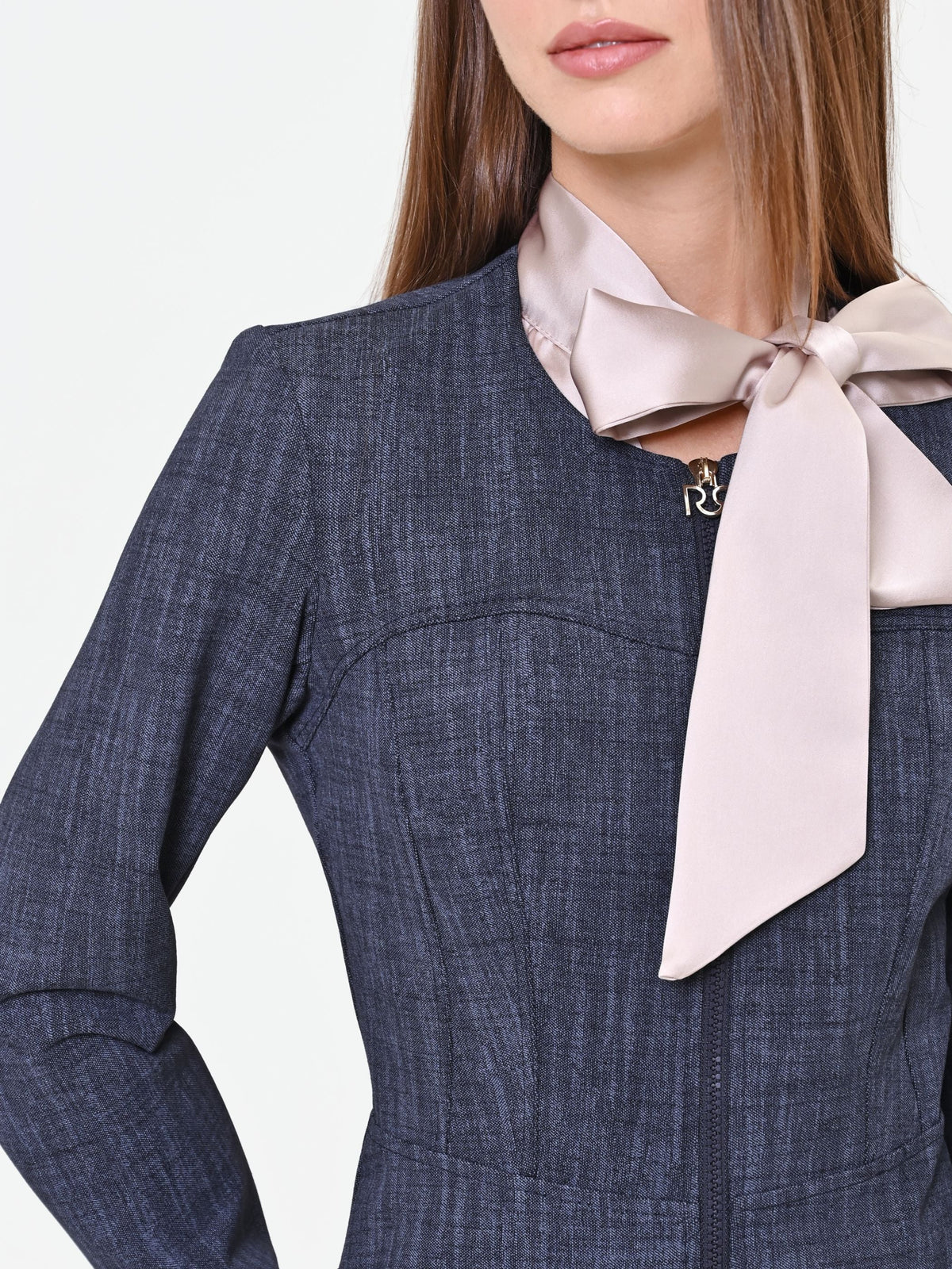 Giacca blu navy sciancrata con zip