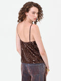 Top in paillettes moro marrone