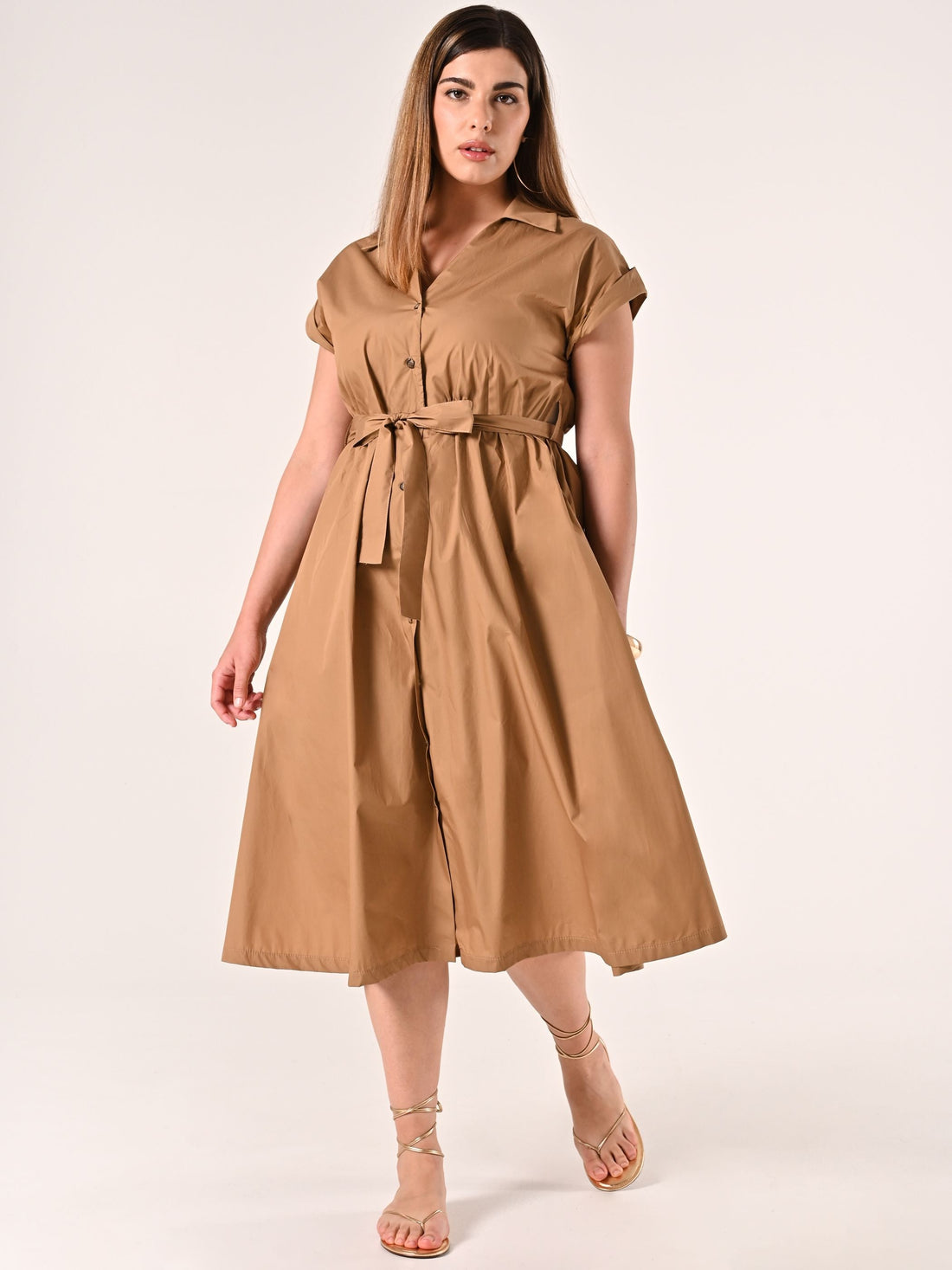 Chemisier Curvy in Cotone Beige