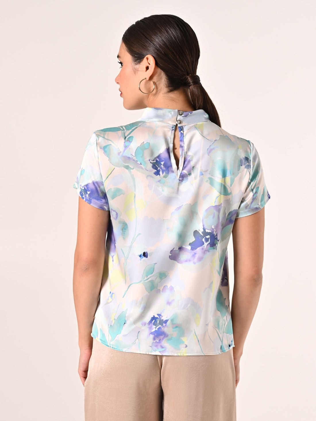 Blusa Curvy in Raso Fantasia Floreale