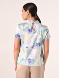 Blusa Curvy in Raso Fantasia Floreale