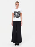 T-shirt panna con stampa bustier a rilievo