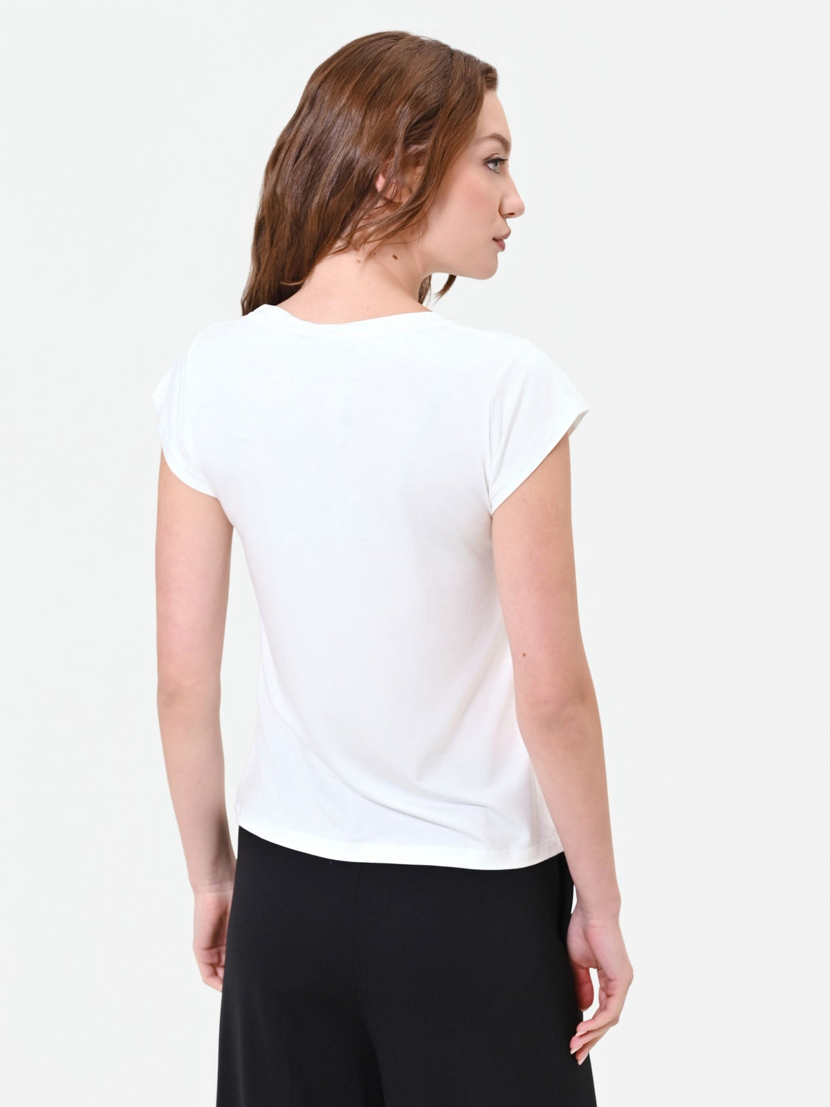 T-shirt panna con stampa bassotto