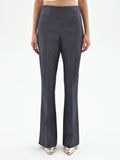Pantalone gessato blu mid flared