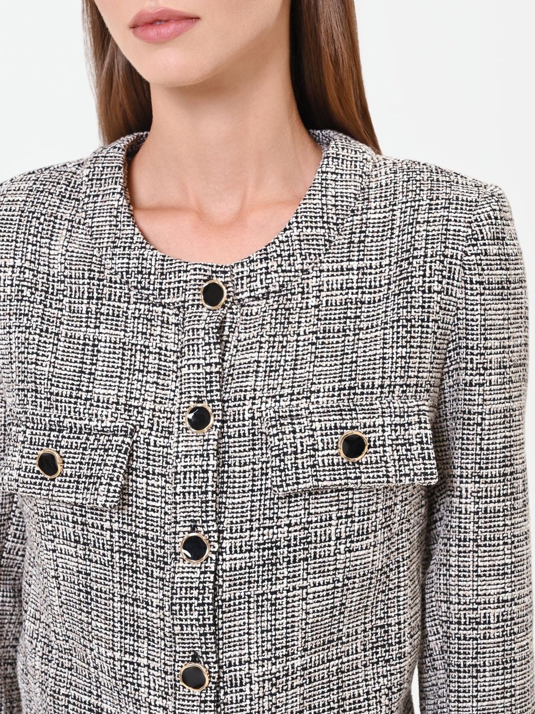 Giacca cropped grigia effetto bouclé