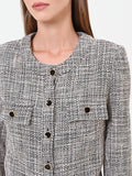 Giacca cropped grigia effetto bouclé