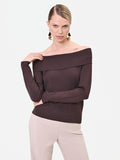 Maglia marrone con spalle scoperte