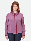 Camicia  Curvy in raso rosa antico con profili a contrasto