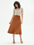 Gonna midi cammello beige effetto camoscio
