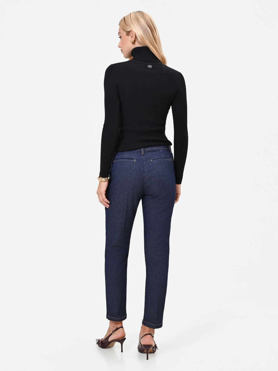 Pantaloni jeans blu con piega centrale regular fit