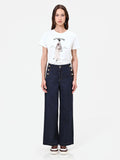 Jeans blu navy a palazzo con bottoni stile marina