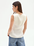 Blusa bianco panna con drappeggio laterale