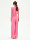 Tuta rosa con pantalone a palazzo
