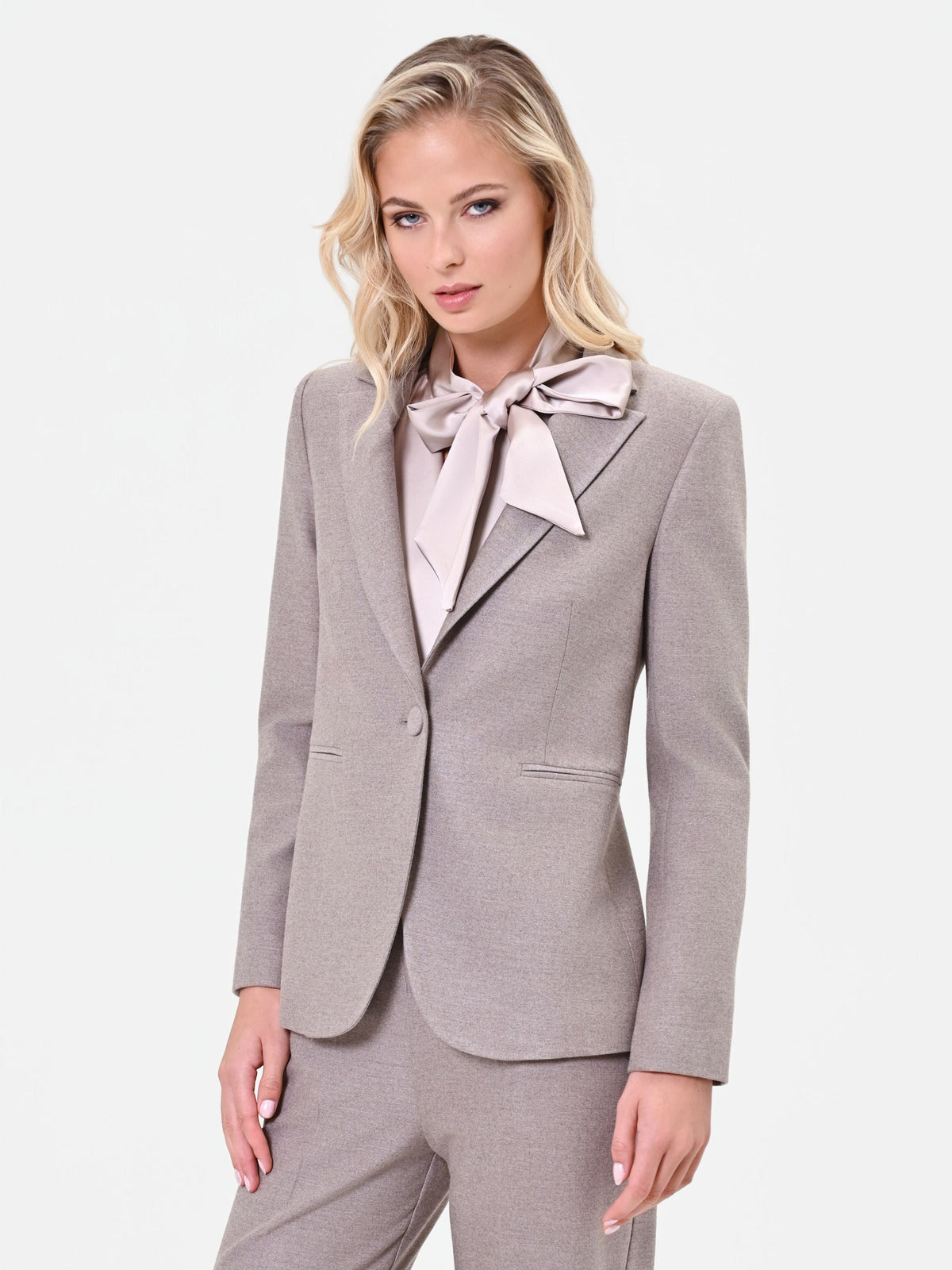 Giacca in misto viscosa tortora beige monopetto