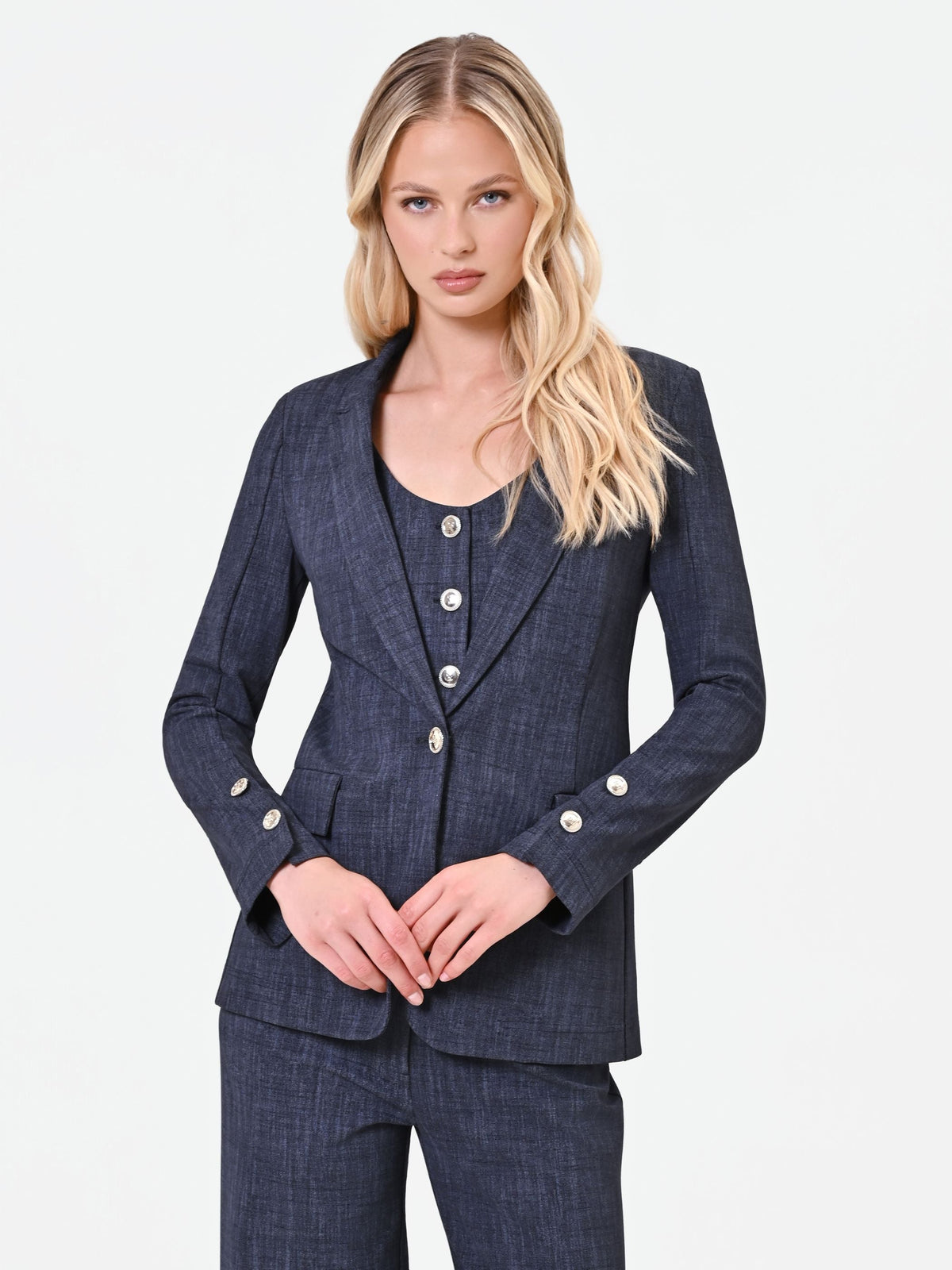 Giacca blazer blu navy in punto milano