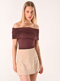 Top off-the-Shoulders Marrone
