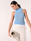 Top Azzurro in Maglia Traforata